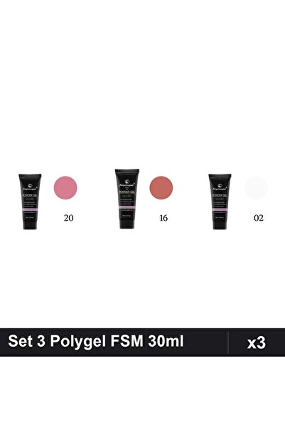 FSM Set 3 Polygel 30ml - Nr.20, Nr.16, Nr.02 - Construcție Unghii