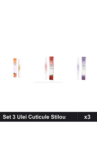 global fashion Set 3 Ulei Cuticule Tip Stilou - Orange, Trandafir, Lavandă -