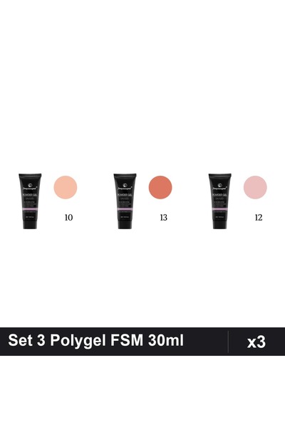 FSM Set 3 Polygel 30ml - Nr.10, Nr.13, Nr.12 - Construcție Unghii UV LED