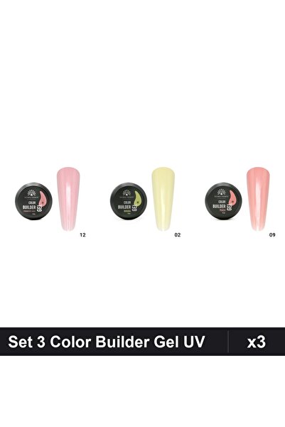 global fashion Set 3 Color Builder Gel UV 15g - Nr.12, Nr.02, Nr.09