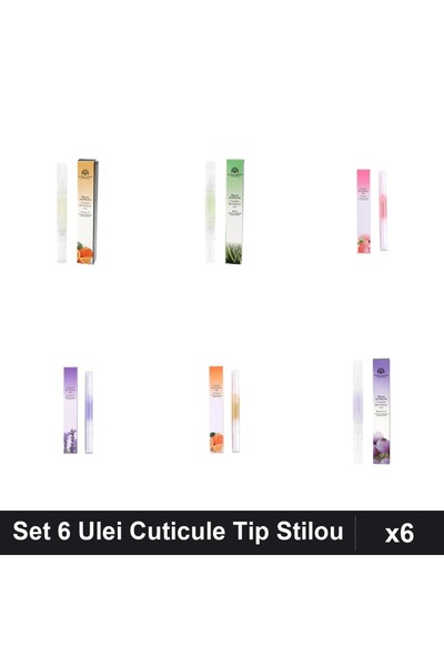 global fashion Set 6 Ulei Cuticule Tip Stilou - Portocală, Aloe Vera, Peach, ...
