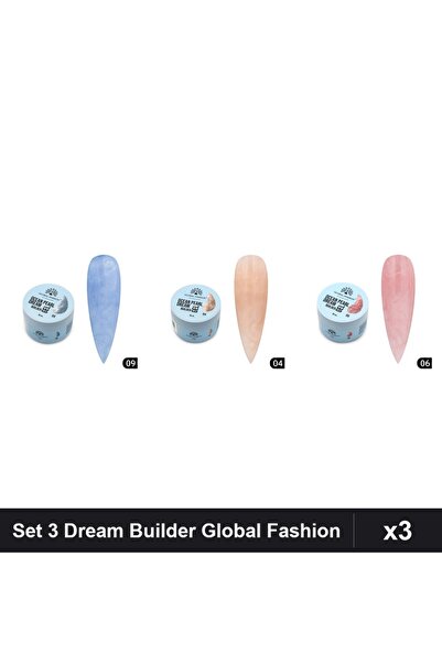 global fashion Set 3 Ocean Pearl Dream Builder 15g - Nr.04, Nr.06, Nr.09