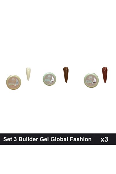 global fashion Set 3 Mocha Rose Builder Gel 15g - Nr.01 Nr.07 Nr.09