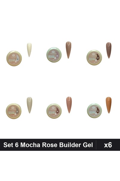 global fashion Set 6 Mocha Rose Builder Gel 15g - Nr.01 Nr.02 Nr.03 Nr.04 Nr....