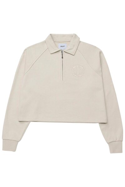 HUF Tricou polo de damă cu mânecă lungă, Clasa 1/4, tip crop, M
