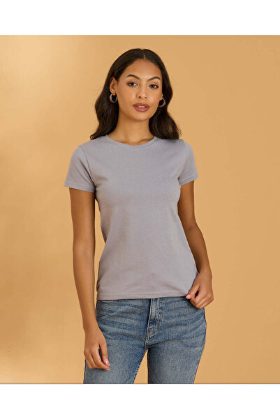 REDTAG Women Grey Basic T Shirt