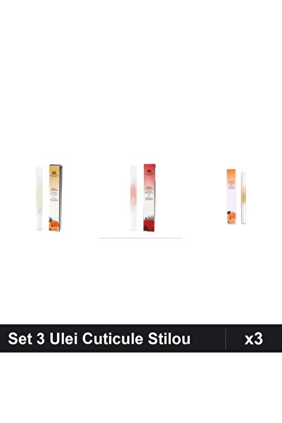 global fashion Set 3 Ulei Cuticule Tip Stilou - Portocala, Trandafir, Orange
