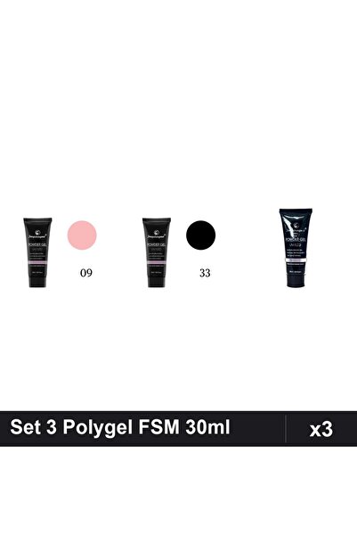 FSM Set 3 Polygel 30ml - Nr.09, Nr.33, Nr.14 - Constructie Unghii