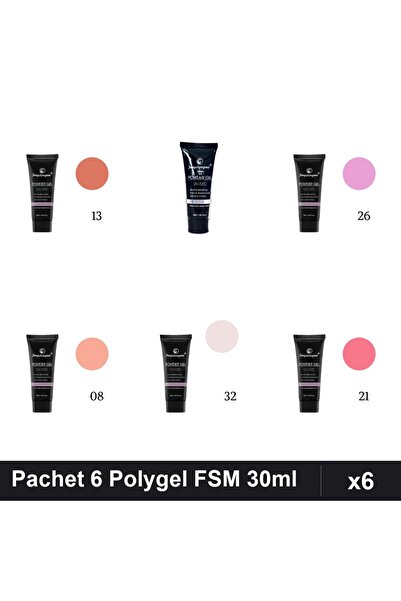 FSM Set 6 Polygel 30ml - Nr.13, Nr.23, Nr.26, Nr.08, Nr.32, Nr.21