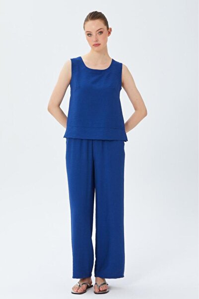 İKİLER Beli Lastikli Bol Paça Pantolon 026-3501