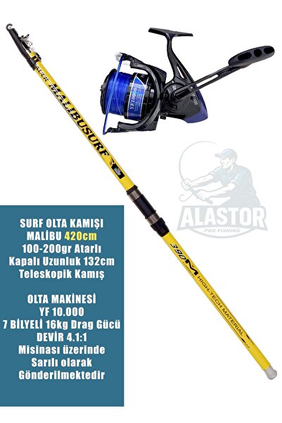 ALASTOR Olta Seti Malibu 420cm Olta Kamışı Surf Olta Seti YF10000 Olta Makine...