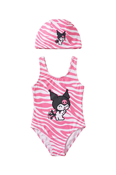 Gadget Gear Kız Çocuk Pembe Beyaz Zebra Desenli Mayo Takımı