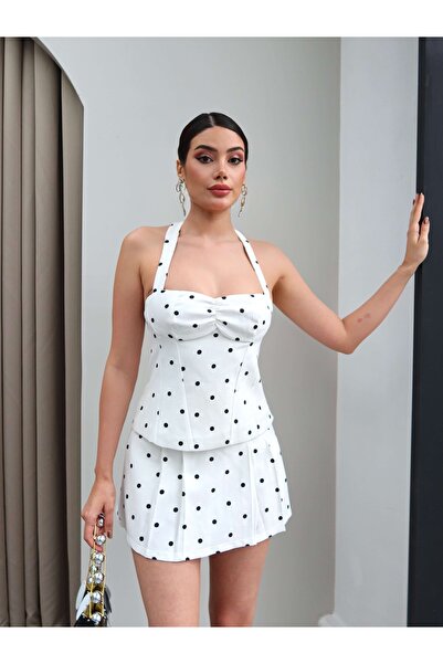 ESRAHELVACI Polka Dot Blouse Skirt Set