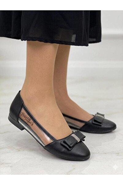 candaşlar Pantofi balerini negri, cu pietre transparente, stil BÜŞRACAN.