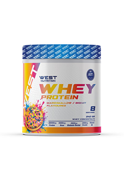 West Nutrition Whey Protein Powder 240 Gr 8 Servings Marshmallow Biscuit Flavor