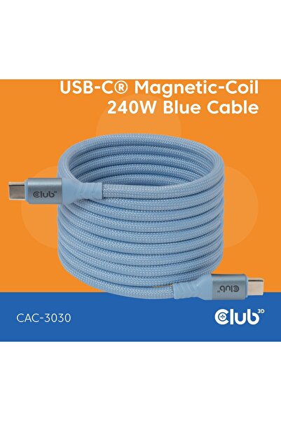 Club 3D Club3D Lifestyle Cablu magnetic USB-C 240W 2m albastru St/St