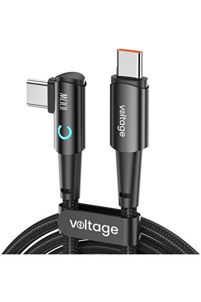 Voltage Cablu USB-C / USB-C PowerAngle 100W PD 200cm negru