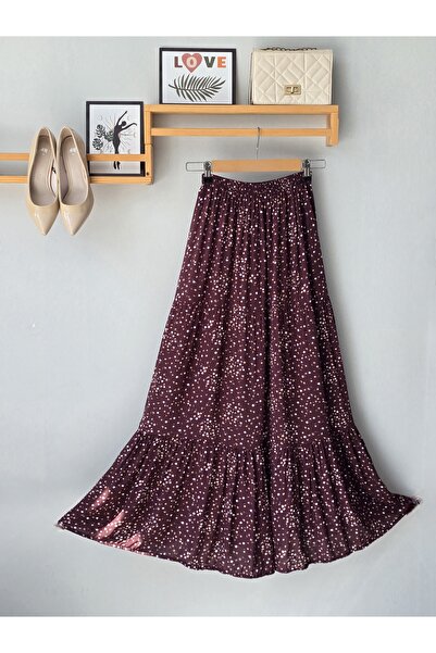 Nefs Women's Floral Patterned Flared Skirt Elastic Waist Viscose Woven Summer...