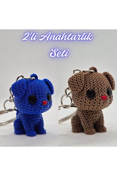 3DAtölyeMaker Blue Knitted Patterned Dog and Dark Brown Knitted Patterned Dog...