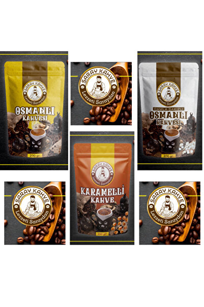 SARAY KAHVE Osmanlı Karamelli Damlasakızlı Osmanlı Kahvesi 3 x 200 g 3 lü Set