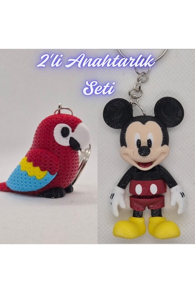 3DAtölyeMaker Fire Engine Red Knitted Pattern Parrot and Blue Flexible Mickey...