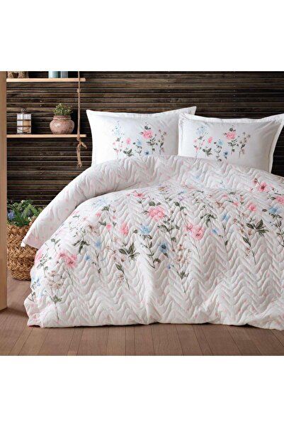 DENİZLİ ÇEYİZ Clasy Double 4 Season Quilted Duvet Cover Set Palitra Powder