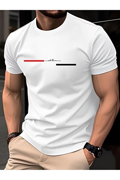PAVRO Unisex Άνετο T-shirt με μικτό σχέδιο και στάμπα