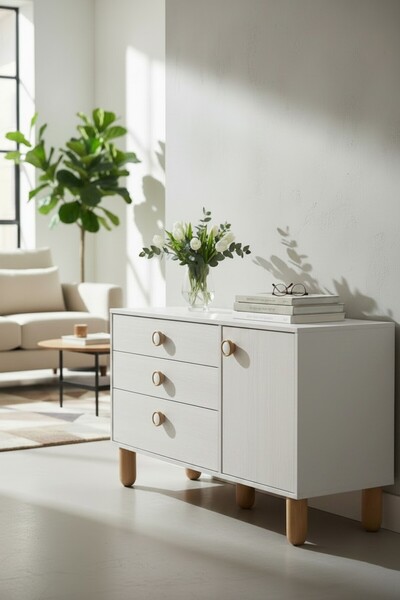 FLORADESİGN Soft Şifonyer Konsol – Çok Amaçlı Ahşap Dolap, Modern Tasarım