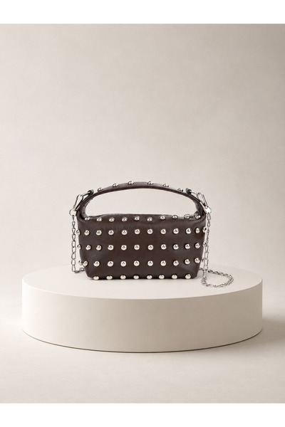 Yeeys Studded Mini Hand and Shoulder Bag with Chain Strap Detail