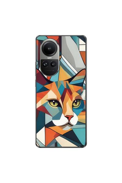 OEM Husa compatibila cu Oppo Reno10 5G Silicon Gel Tpu Model Cubic Cat Art