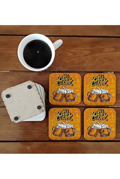 Ghostbastır Biralı Decorative Wooden Coaster Set 055
