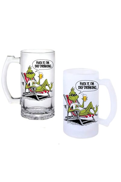 Ghostbastır Grinch Kulplu Bira Bardağı Buzlu veya Şeffaf Seçenekli 084