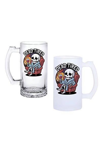 Ghostbastır Dead Fatigue Beer Glass with Handle, Available in Frosted or Tran...