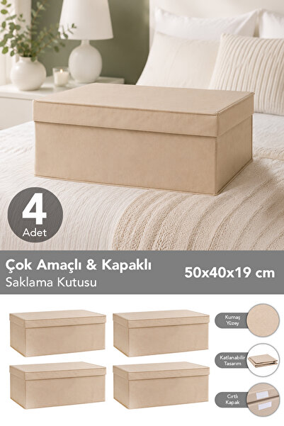Meleni Home 4'lü Organizer Baza Hurç Seti - Çok Amaçlı Kapaklı Saklama Kutusu...
