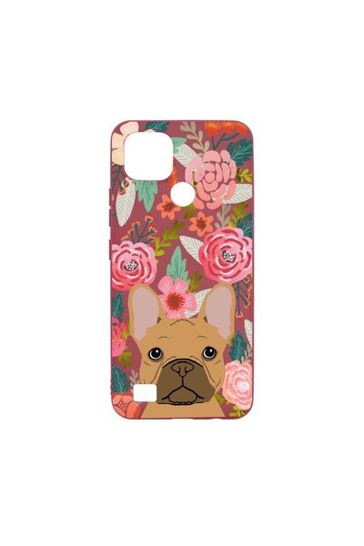 bestcase Θήκη σιλικόνης, Συμβατή με Realme C21, Σχέδιο σκύλος και λουλούδια, ...