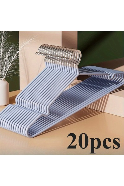 Choice 20pcs blue 20/30pcs Metal Clothes Hangers, Anti-Slip Heavy Duty Space ...
