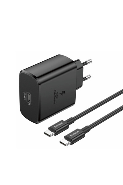 FONENG Încărcător de perete EU62 GaN PD 45W 1xUSB-C + cablu USB-C - USB-C Negru