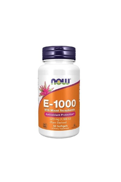 Now Foods Vitamin E-1000 with Mixed Tocopherols 670 mg (1,000 IU) 50 capsule -