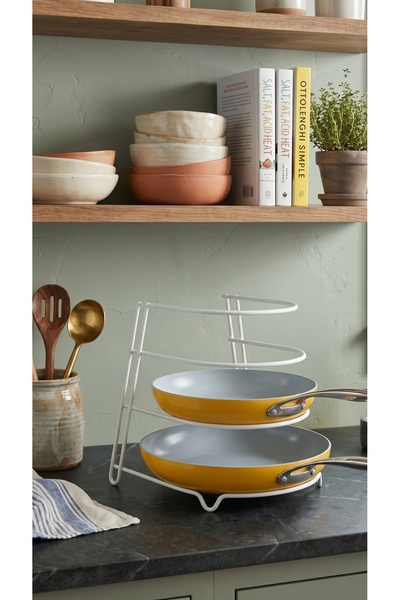 NTC METAL Luxury Thermoplastic Coated White 4-Tier Pan Organizer Rack Kitchen...