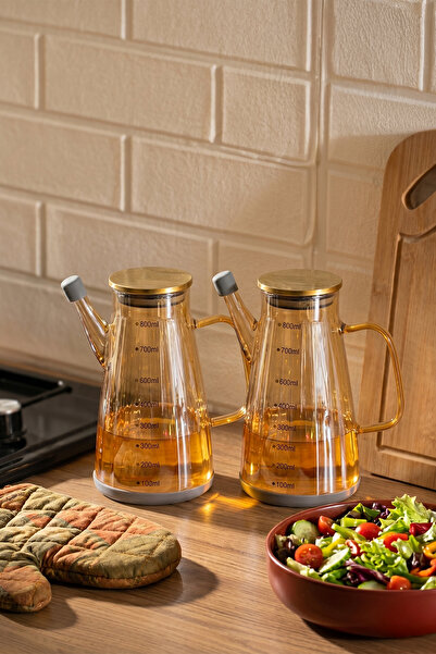 Porsima Yh009-D01 Set of 2 Borosilicate Colored Glass Oil Pots with Metal Lid...