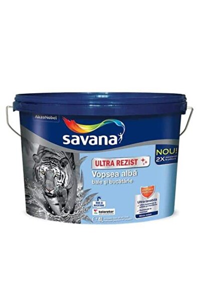 Savana Vopsea de interior ultra-lavabilă, pentru baie și bucătărie, 4L, alb, ...