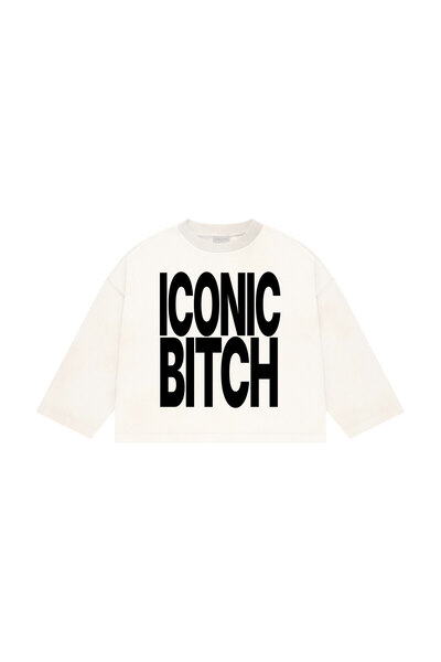 lethestudios Iconic B*tch Baskılı Uzun Kollu Basic T-Shirt