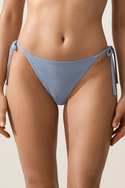 Oysho Çizgili, fiyonklu orta kesim bikini altı