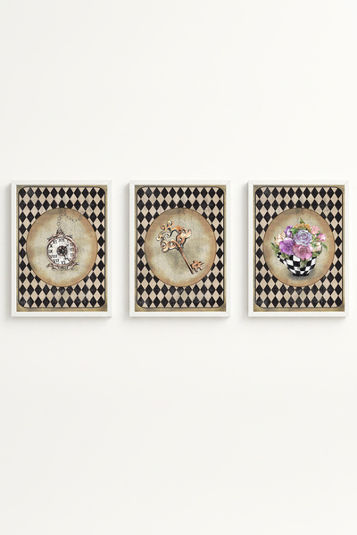 huhuli White Wooden Framed Painting Set Huhu532