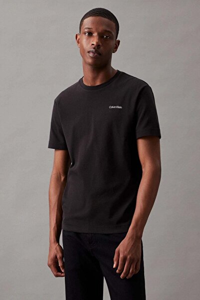 Calvin Klein Erkek Ck Mikro Logo T-Shirt - Siyah-XL