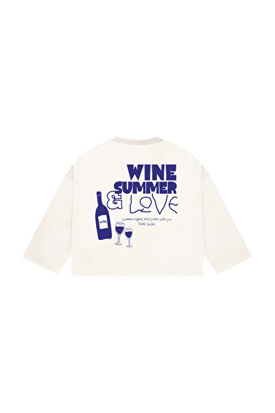 lethestudios Wine, Summer & Love Baskılı Uzun Kollu Basic T-Shirt