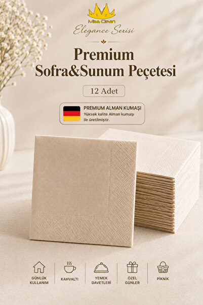 Miss Clean ( 12 ADET ) Elegance Serisi Premium Sofra & Sunum Peçetesi 40*40 C...