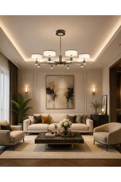 Led YENİ MODEL 8 Lİ LÜX AVİZE 3 IŞIK SEÇENEĞİ