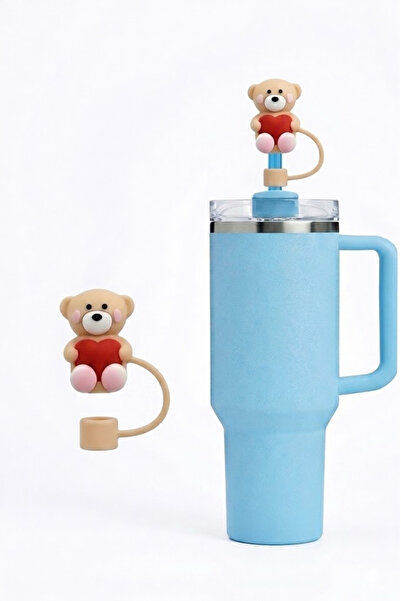 Kelira Thermos Compatible Accessory/ Straw Protector with Heart-Shaped Teddy ...