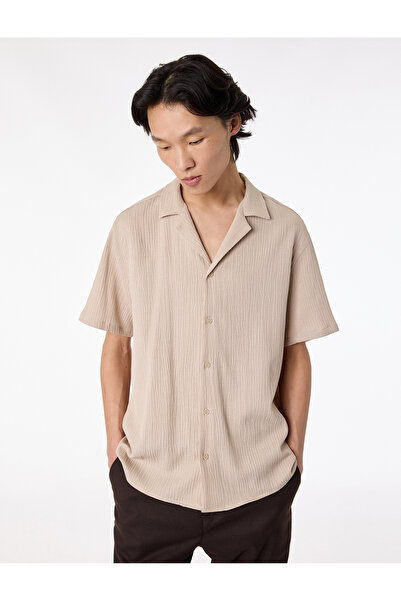 Koton Regular Fit Textured Short Sleeve Turn-Down Collar Shirt